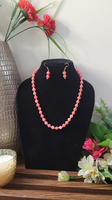 Peach Gemstone Beaded Necklace set