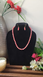 Peach Gemstone Beaded Necklace set