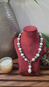 Designer Green white Pearl Beaded Necklace