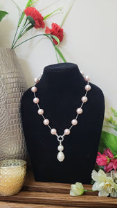 Designer Peach Pearl Beaded Necklace