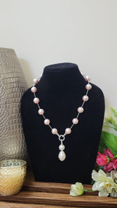 Designer Peach Pearl Beaded Necklace