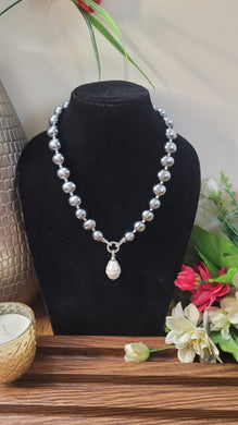 Designer Grey Pearl Beaded Necklace
