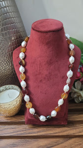 Gemstone Pearl Beaded Necklace