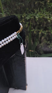 Natural Emerald Green Drops and Precious pearls Double Layered necklace set