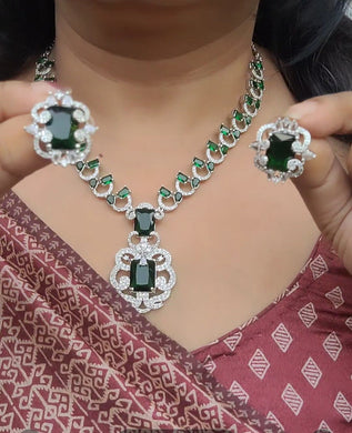 Neeta Ambani Emerald Diamond cz Necklace set 