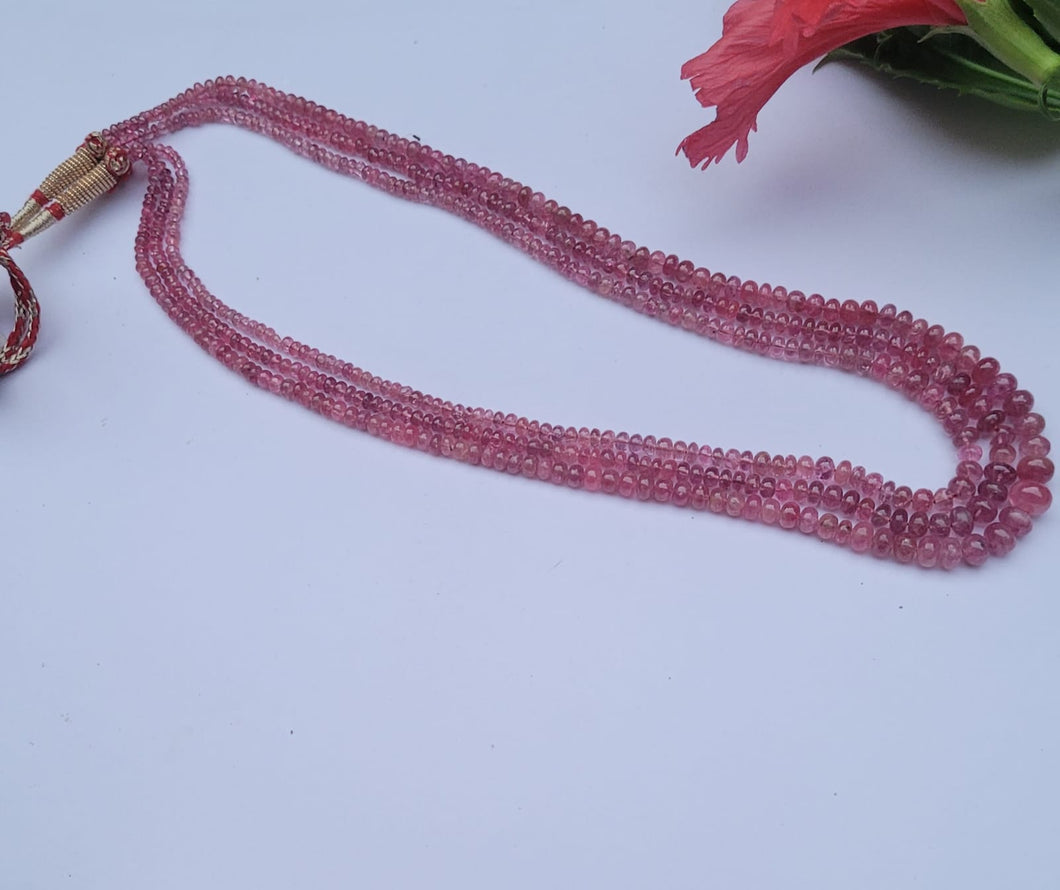 Precious Pink Ruby Triple line necklace