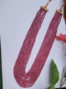 Precious Pink Ruby Multiline 7 layered necklace