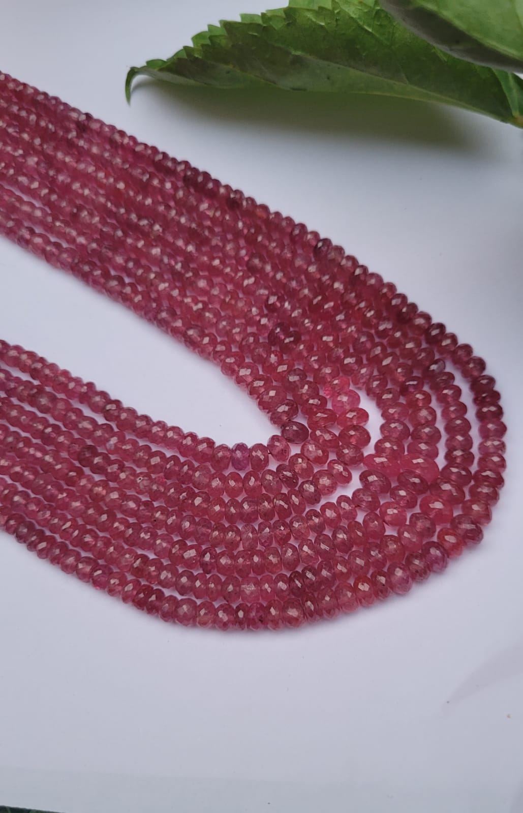 Precious Pink Ruby Multiline 7 layered necklace