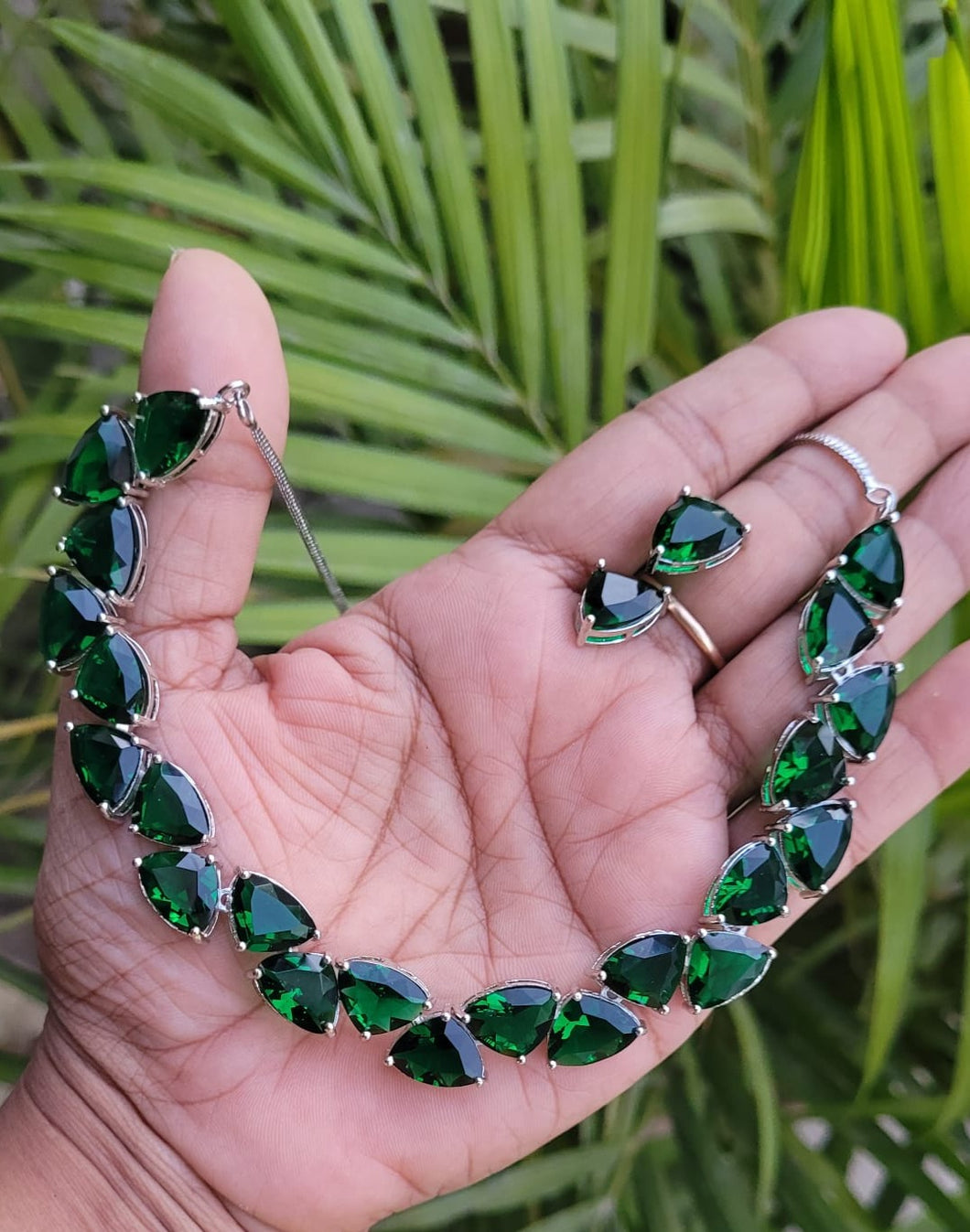 Alia Green Diamond Necklace set