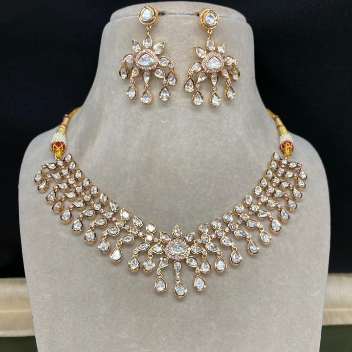 Tiara Polki Kundan Fusion diamond Necklace set