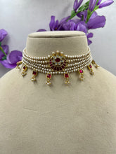 Load image into Gallery viewer, Real Pearl (Basra)Choker Kundan Necklace  Set