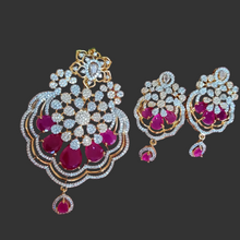 Load image into Gallery viewer, Ruby cz Pendant Necklace Set