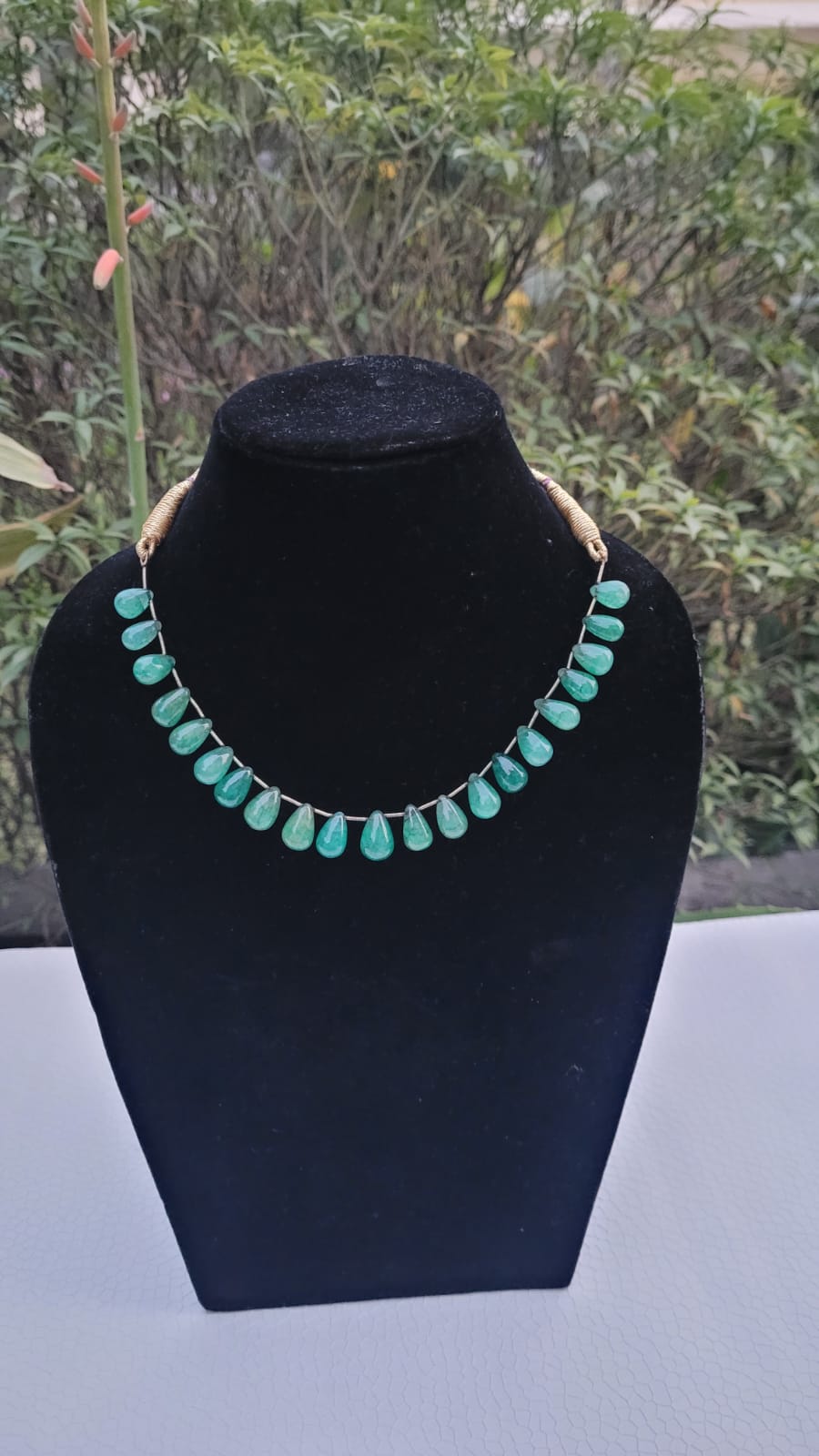 Natural green Drops designer  necklace set