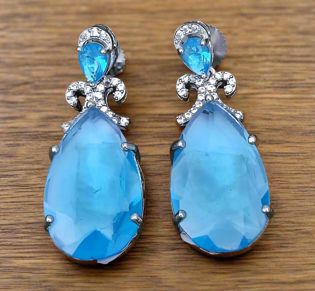 Blue Stone diamond Danglers Earrings