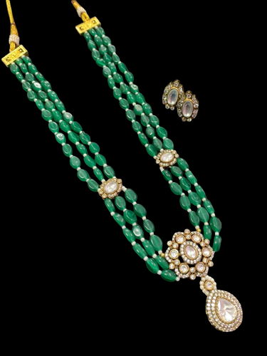 Green Kundan ishi beaded diamond Necklace set