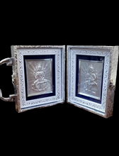 Load image into Gallery viewer, Laxmi Ganesh Pocket Folder Temple for Pooja Room/999 Silver Foiled