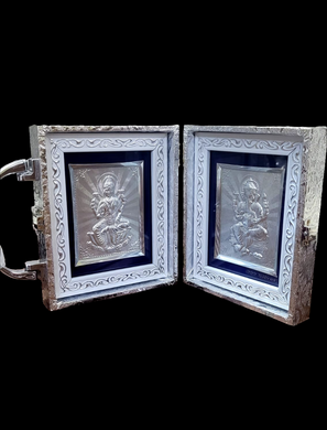 Laxmi Ganesh Pocket Folder Temple for Pooja Room/999 Silver Foiled