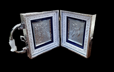 Ram Darbar and Hanuman  Pocket Folder Temple for Pooja Room  /999 Pure Silver Foiled