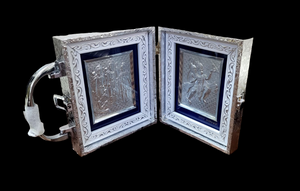 Ram Darbar and Hanuman  Pocket Folder Temple for Pooja Room  /999 Pure Silver Foiled