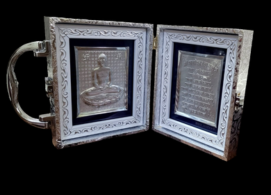 Lord Mahaveer Pocket Folder Temple for Pooja Room  /999 Pure Silver Foiled