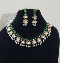 Load image into Gallery viewer, Green Fusion Kundan diamond Necklace set