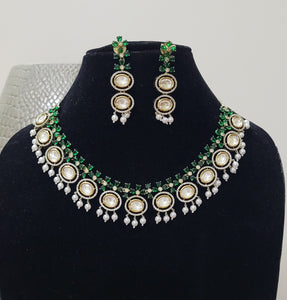 Green Fusion Kundan diamond Necklace set