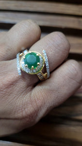 Green cz adjustable Ring