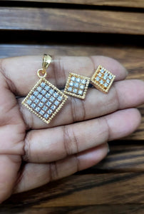 Dainty Diamond Pendant Necklace Set