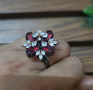Victorian Red cz adjustable Ring