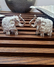 Load image into Gallery viewer, Elephant Pair Trunk Up Antique Finish/999 Silver Foiled