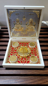Laxmi Ganesh Pocket Folder Temple for Pooja Room/22ct Gold Foiled