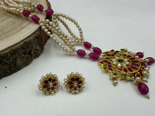 Load image into Gallery viewer, Real Pearl (Basra) Kundan Necklace  Set