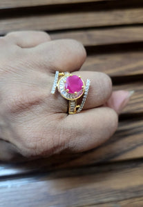 Red cz adjustable Ring