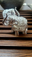 Load image into Gallery viewer, Elephant Pair Trunk Up Antique Finish/999 Silver Foiled