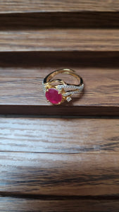 Ruby cz adjustable Ring