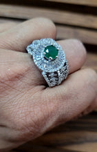 Load image into Gallery viewer, Emerald Magic cz adjustable Ring
