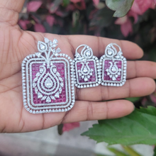 Load image into Gallery viewer, Ruby Diamond Pendant Necklace Set