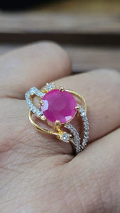 Ruby cz adjustable Ring