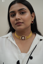 Load image into Gallery viewer, Red Choker Diamond Necklace Set