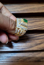 Load image into Gallery viewer, Emerald glow cz adjustable Ring