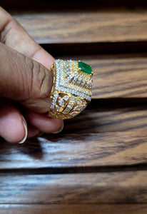 Emerald glow cz adjustable Ring