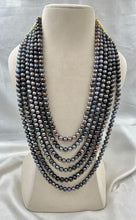 Load image into Gallery viewer, Multiline Black Real Pearls necklace