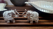 Load image into Gallery viewer, Elephant Pair Trunk Up Antique Finish/999 Silver Foiled