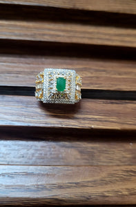Emerald glow cz adjustable Ring