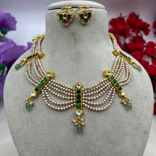 Load image into Gallery viewer, Real Pearl (Basra) Kundan Necklace  Set