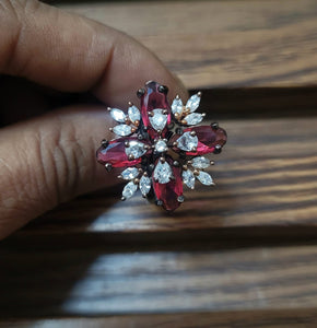 Victorian Red cz adjustable Ring