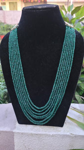 Natural Precious Green Emerald Layered Gemstone Necklace