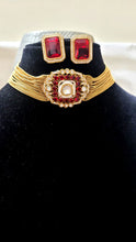 Load image into Gallery viewer, Red Choker Diamond Necklace Set