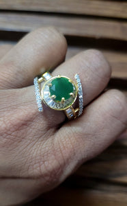 Green cz adjustable Ring