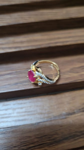 Ruby cz adjustable Ring